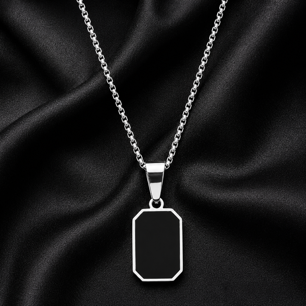 Black Square Pendant Necklace