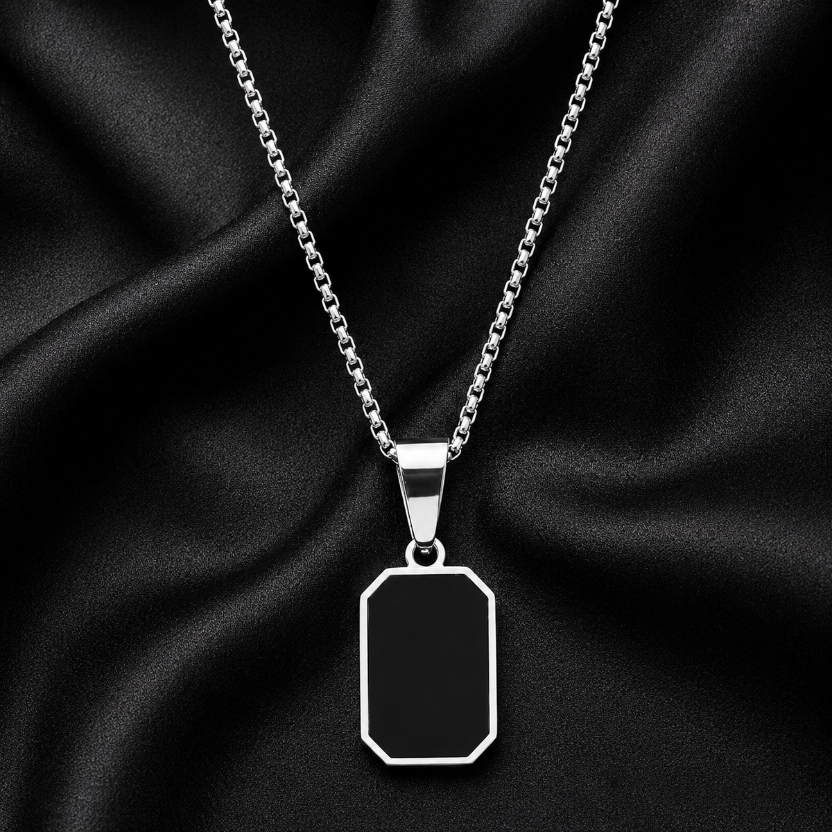 Black Square Pendant Necklace