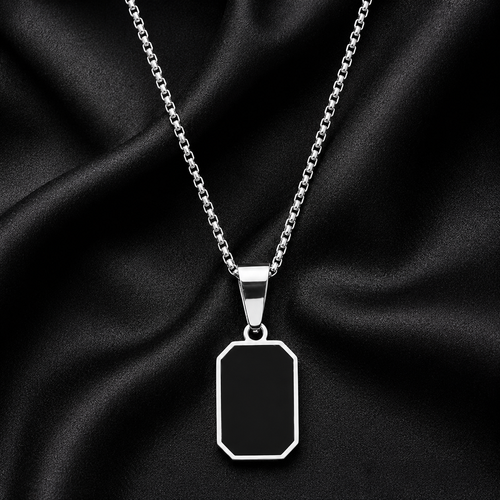 Black Square Pendant Necklace