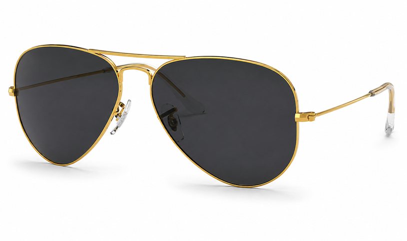 Golden Black Aviator Sunglasses