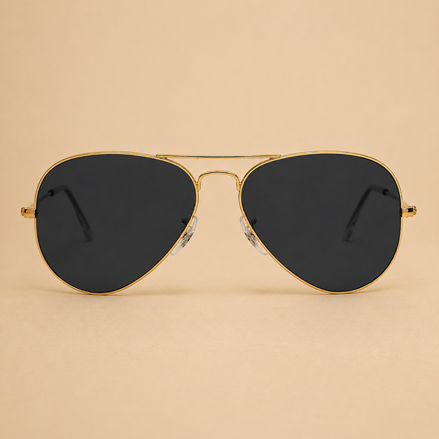 Golden Black Aviator Sunglasses