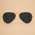 Golden Black Aviator Sunglasses