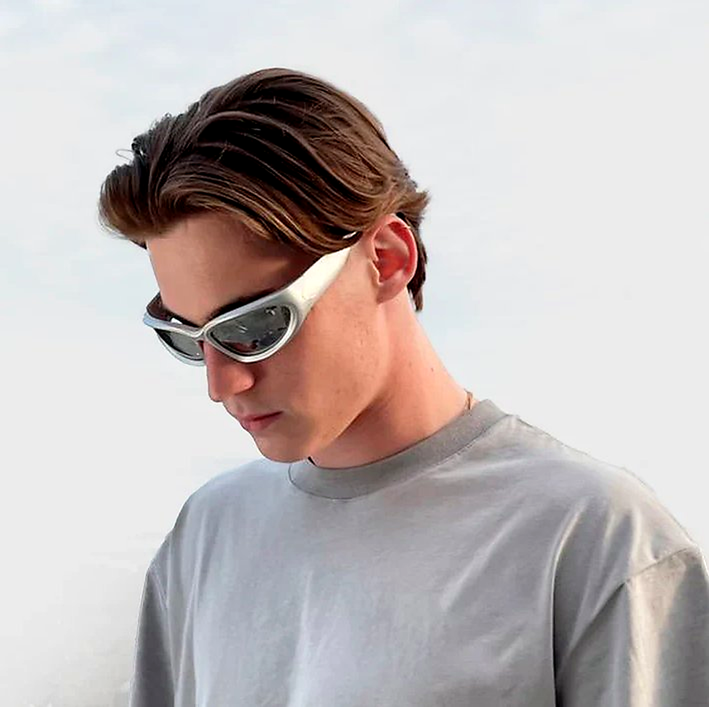 Y2K Wrap Around Grey Sunglasses