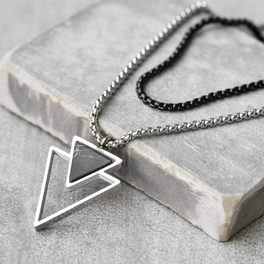 ZOSMIC Double Triangle Pendant Necklace