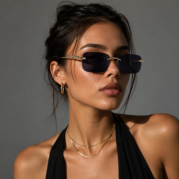 Leopard Rimless Sunglasses