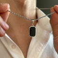 Black Square Pendant Necklace