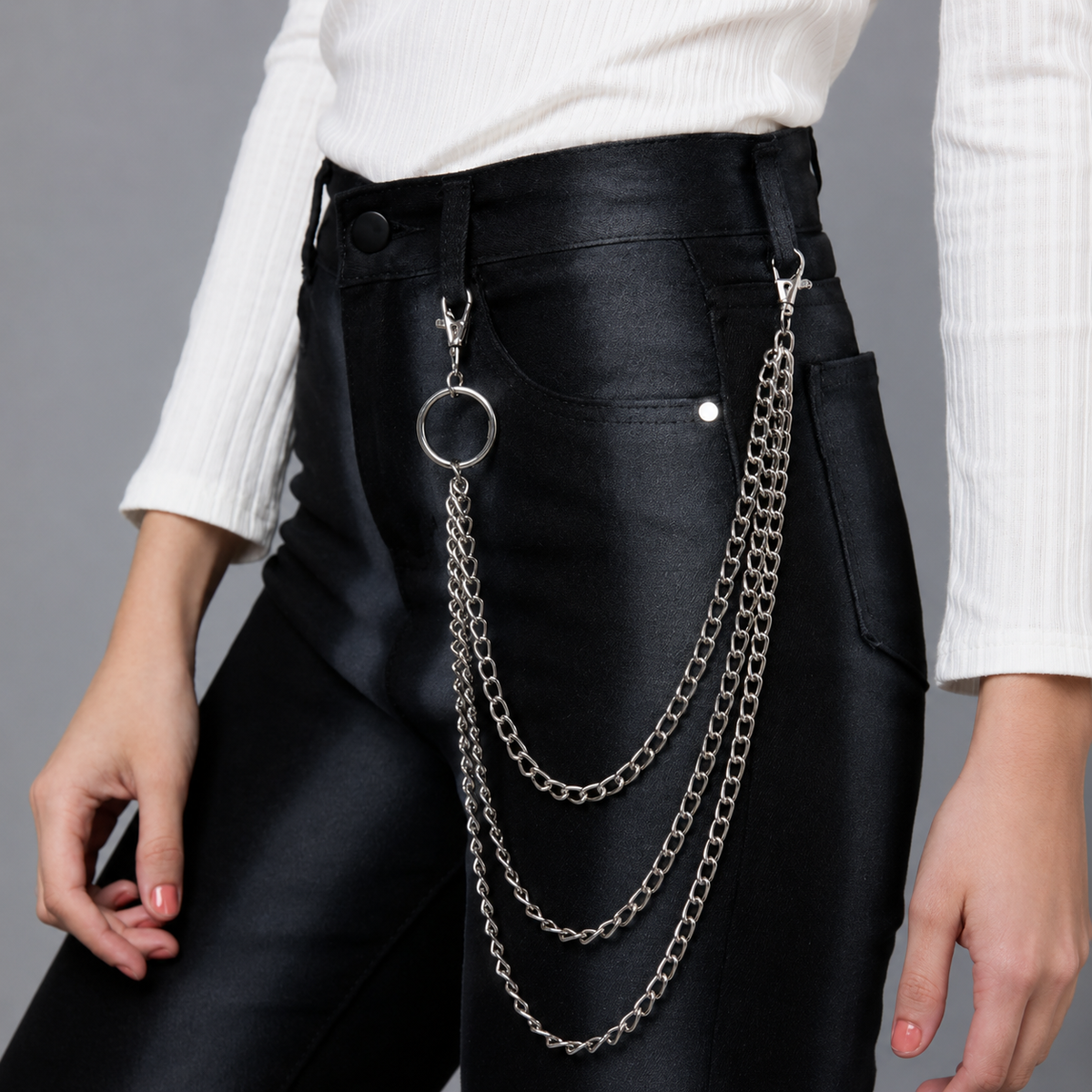 3 Layer Jeans Biker Chain
