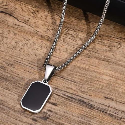 Black Square Pendant Necklace