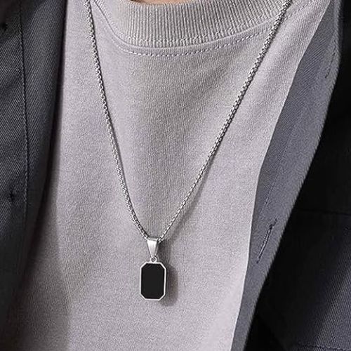 Black Square Pendant Necklace
