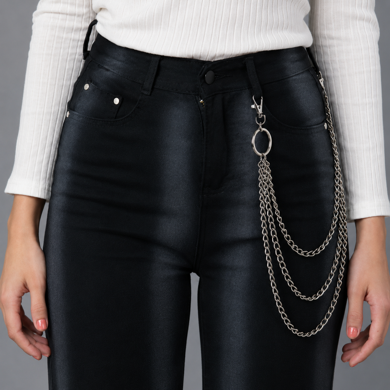 3 Layer Jeans Biker Chain