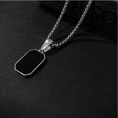 Black Square Pendant Necklace