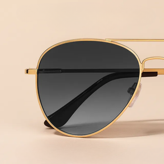 Golden Black Aviator Sunglasses