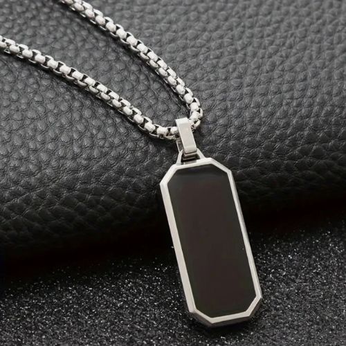 Black Square Pendant Necklace