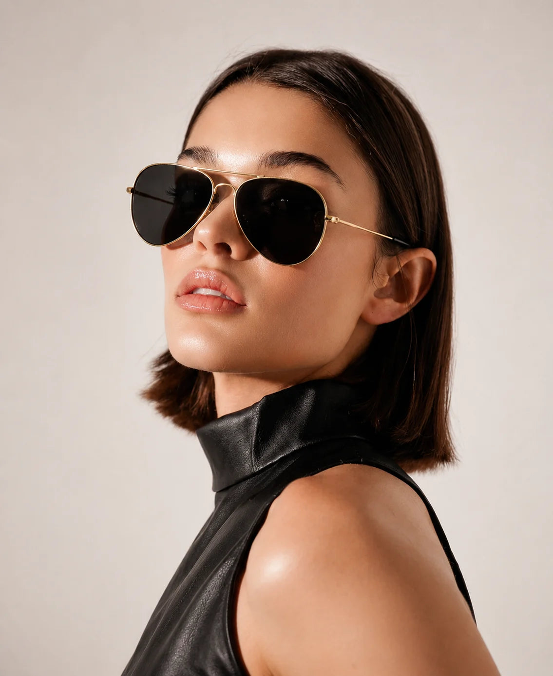 Golden Black Aviator Sunglasses