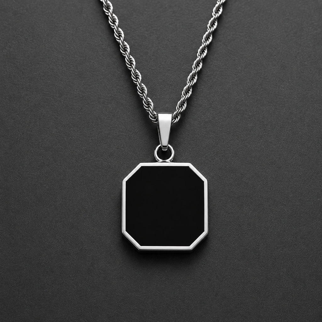 ZOSMIC Black Square Pendant Necklace
