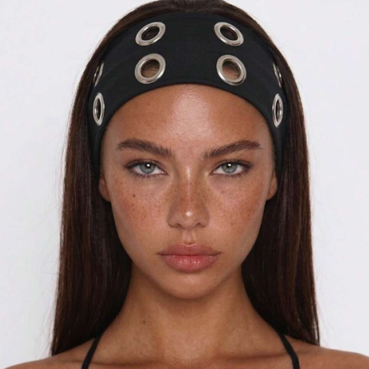 Headband with Silver Metal Grommets