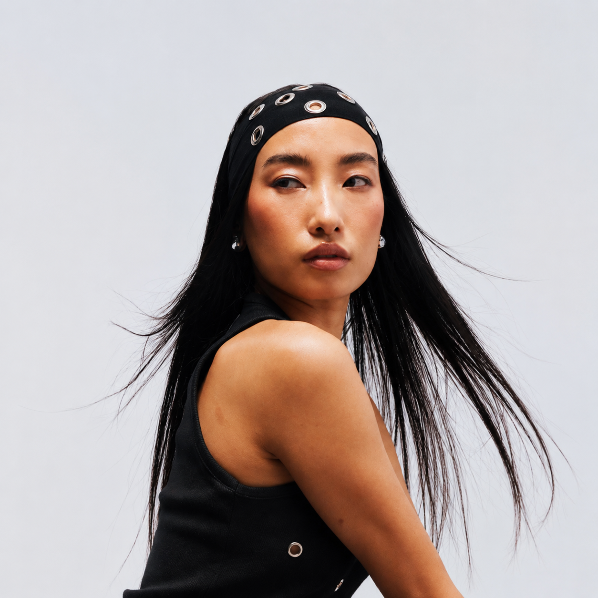 Headband with Silver Metal Grommets