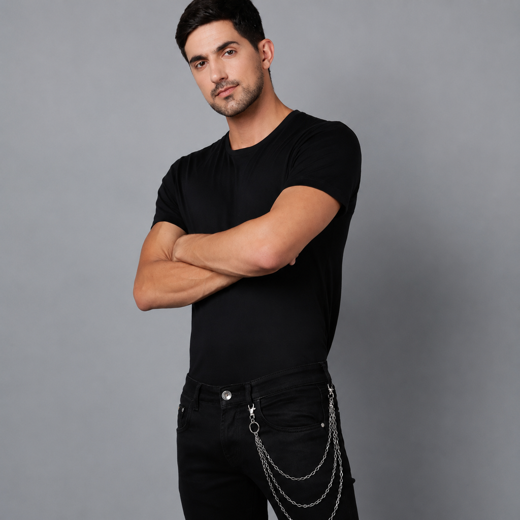 3 Layer Jeans Biker Chain